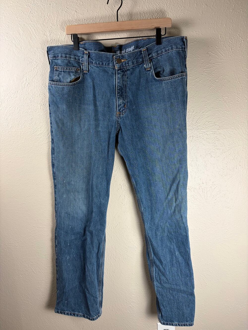 Carhartt Jeans Mens Size 38x32 Relaxed Straight Denim Workwear Utility Pants
